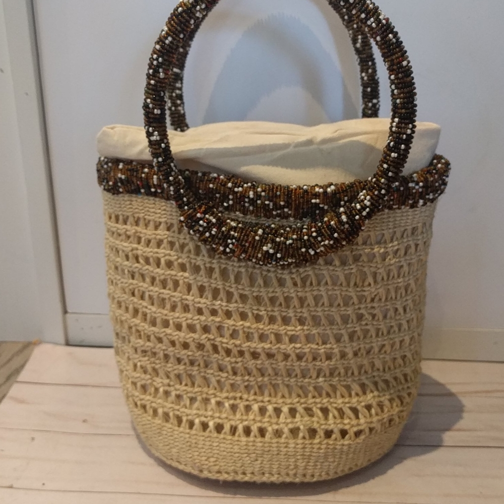 Beige handbag handmade